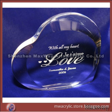 High transparent heart-shaped acrylic gift with some words of your ideas